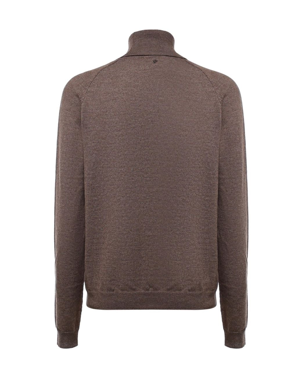 Dondup Brown Logo Plaque Roll-Neck Jumper