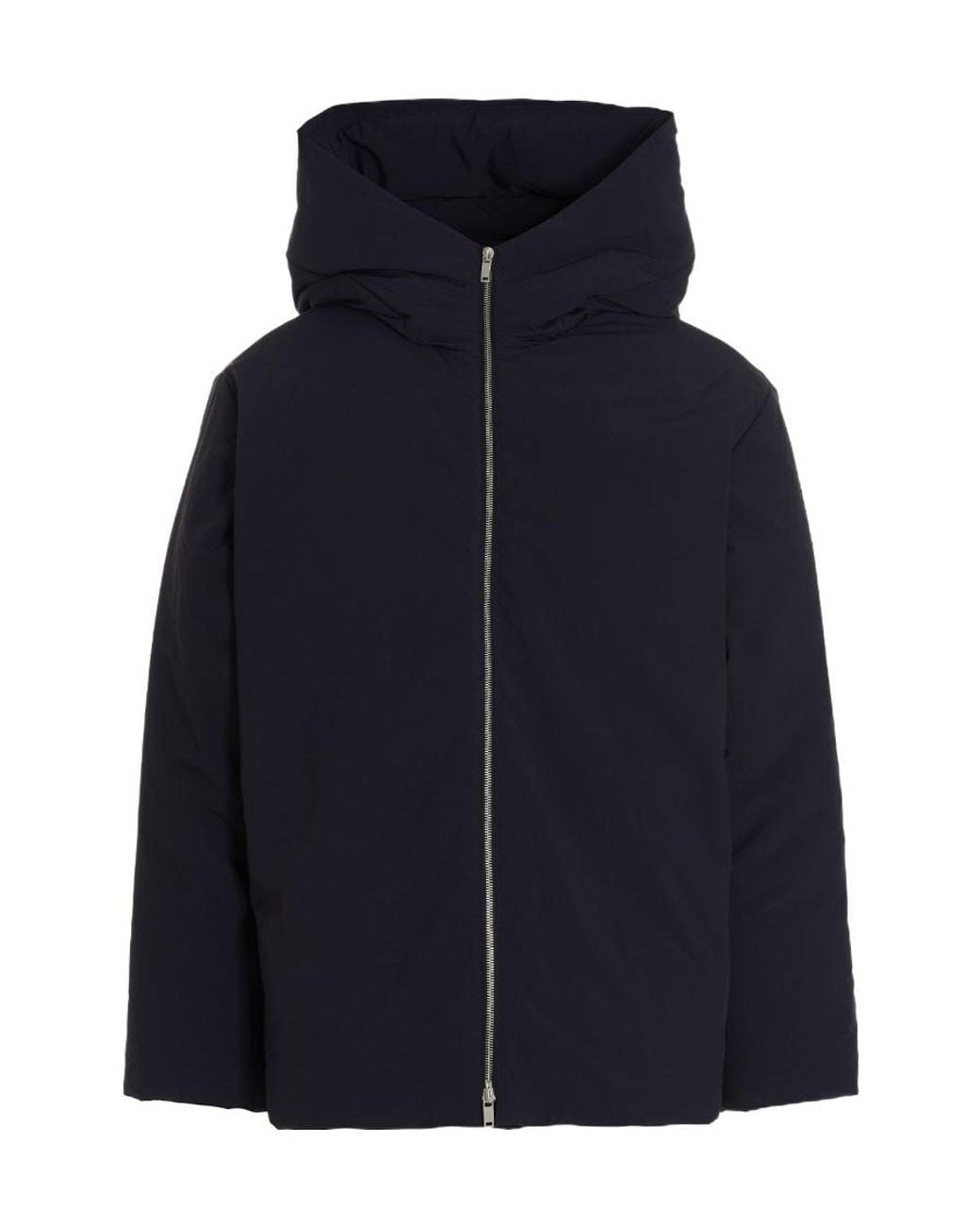 Jil Sander Blue Hooded Down Jacket for men