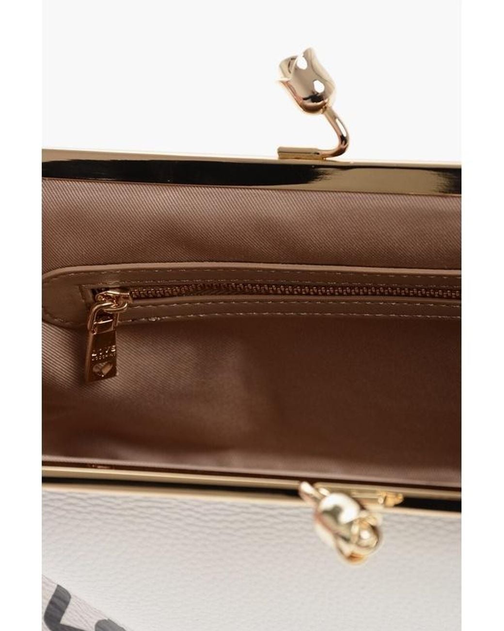 Moschino Metallic Logo-Print Clutch Bag