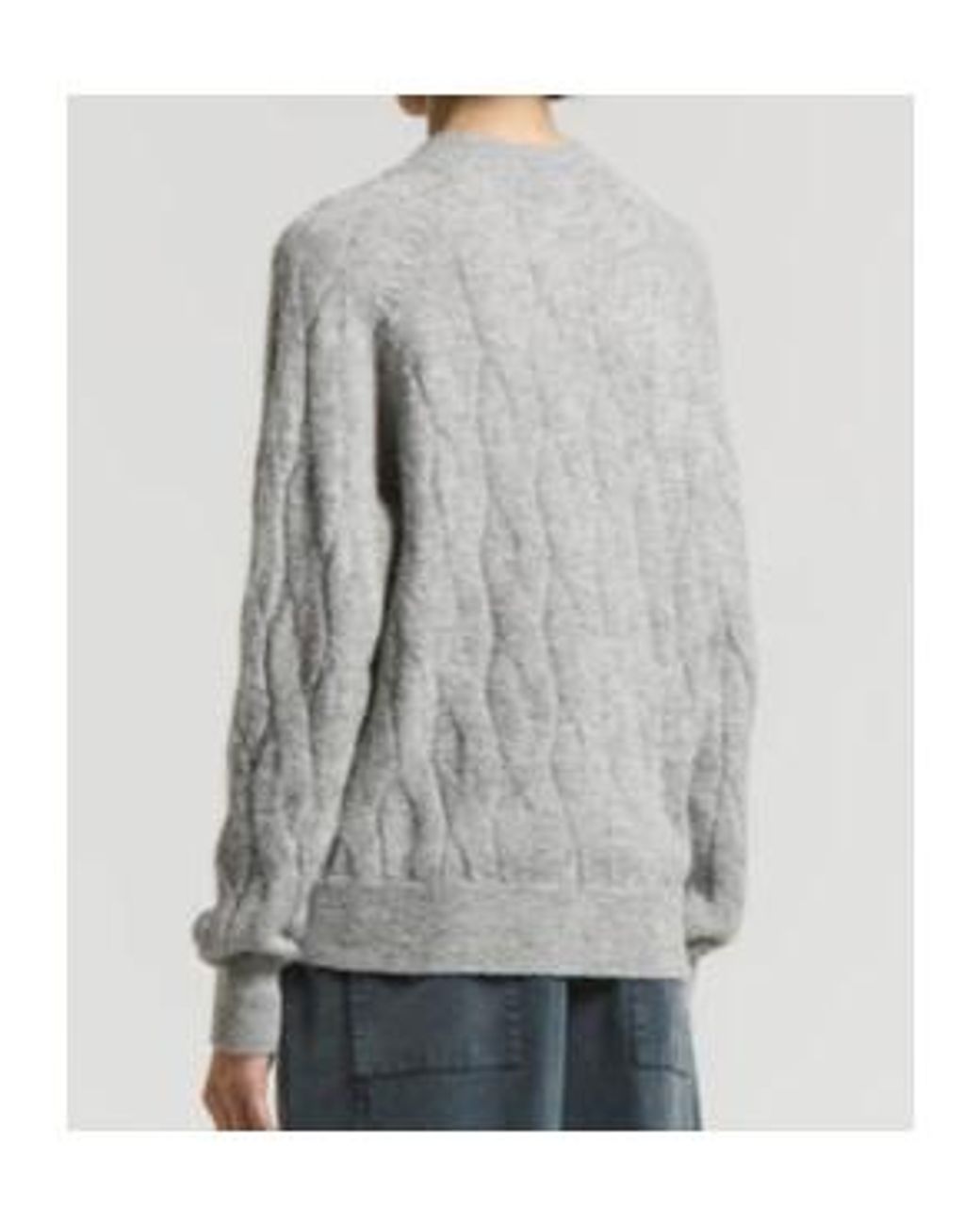 Peserico Gray V-Neck Cable-Knit Sweater