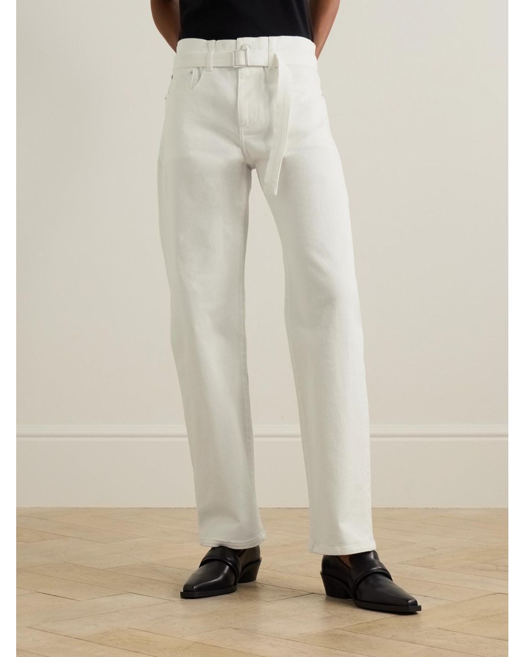 Proenza Schouler White Ellsworth Belted Low-Rise Straight-Leg Jeans