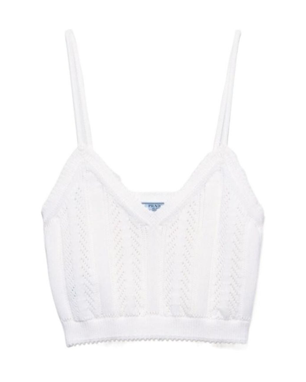 Prada White Openwork Cotton Crop Top