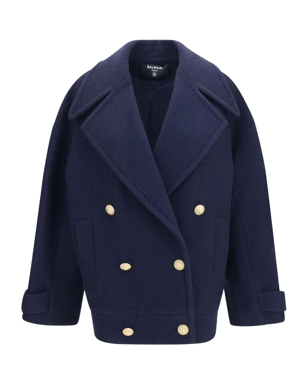 Balmain Blue Double-Breasted Buttoned Coat