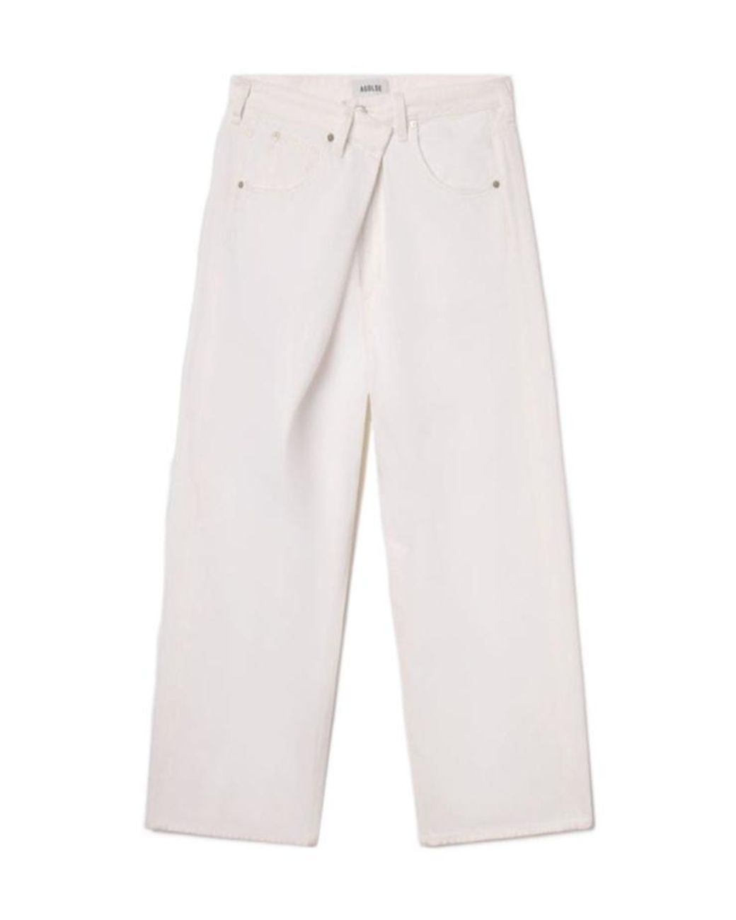 Agolde White Fold-Detail Wide-Leg Jeans