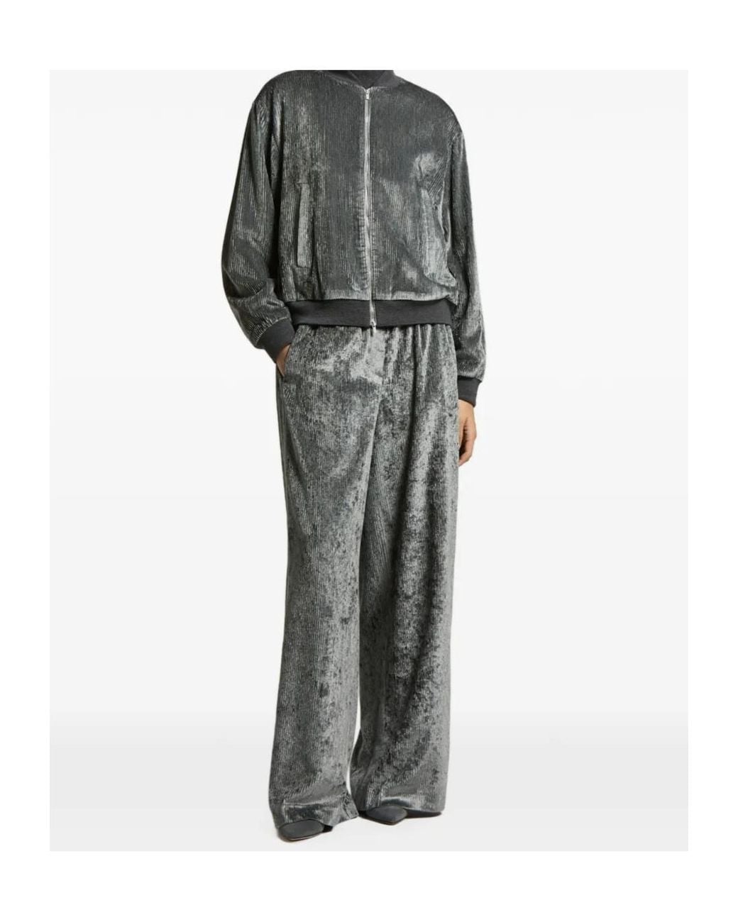 Peserico Gray Zipped Bomber Jacket