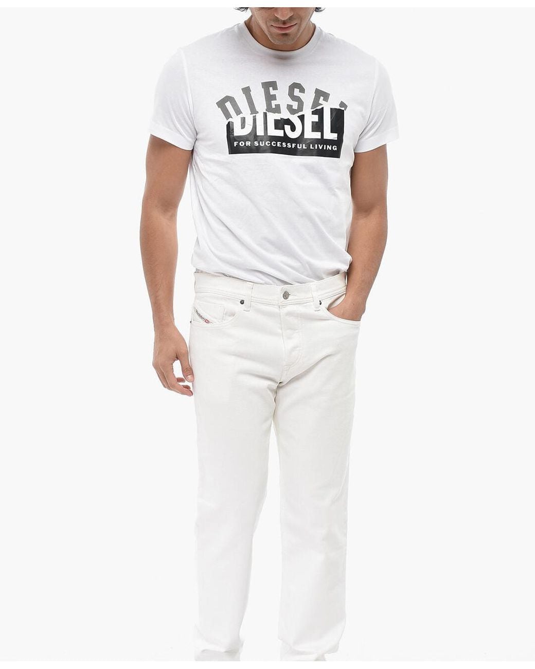 DIESEL White 2023 D-Finitive Regular Jeans for men