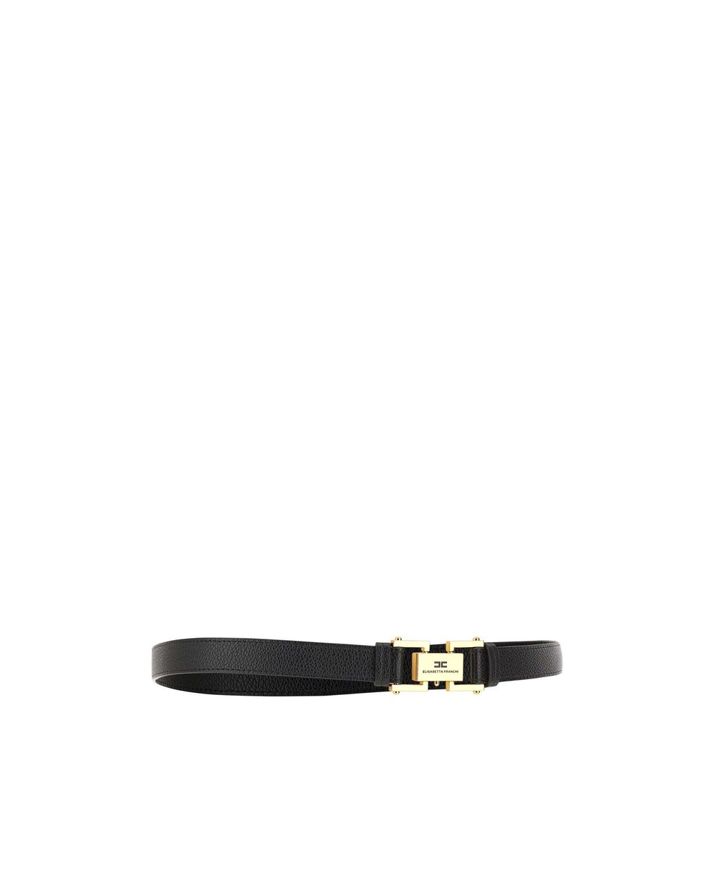 Elisabetta Franchi White Pebbled Logo Buckle Belt