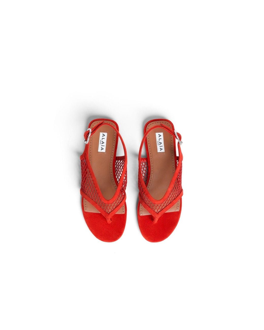 Alaïa Red Round-Toe Flat Sandals