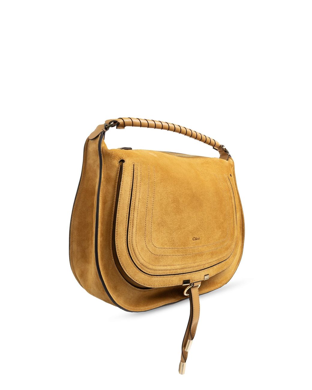 Chloé Natural Chloé Logo Debossed Foldover Top Tote Bag