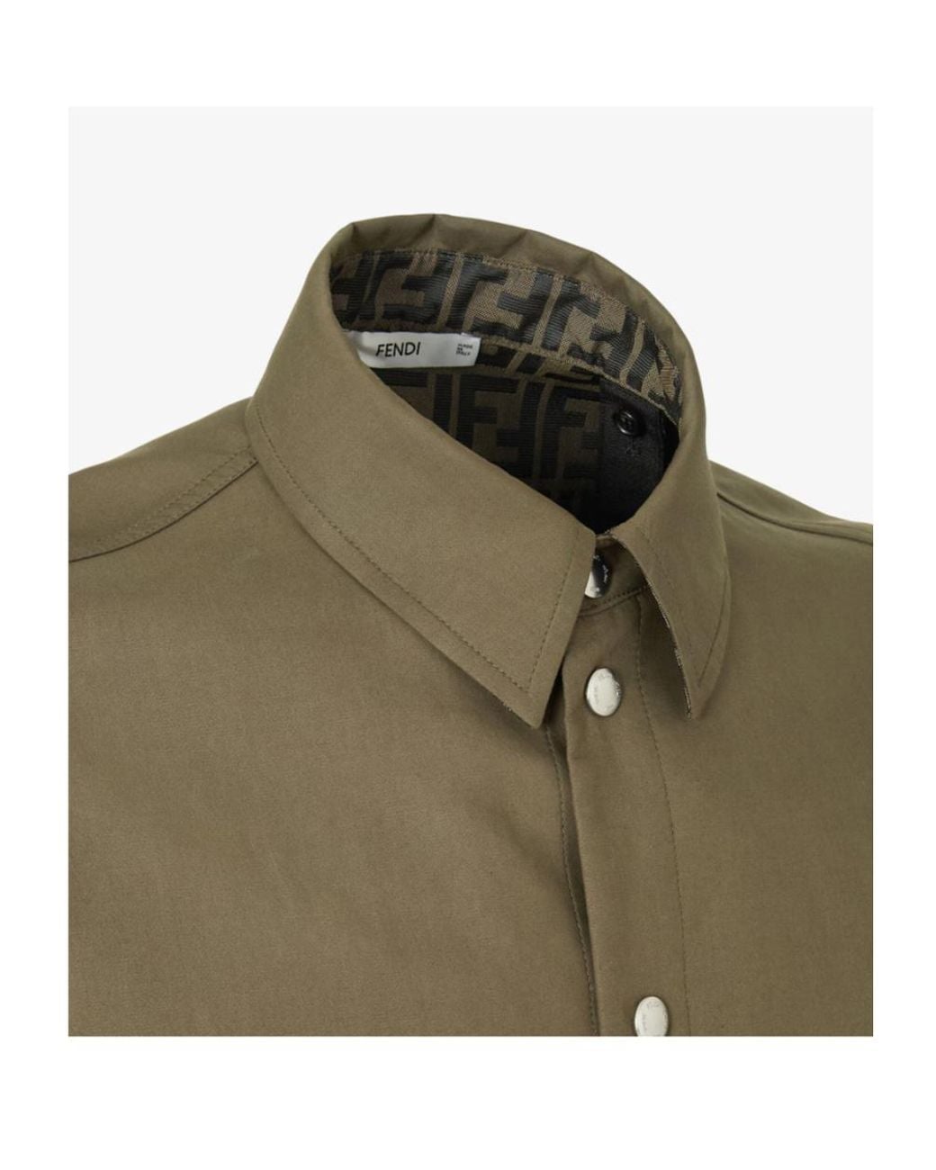 Fendi Green Long Sleeved Press-Stud Jacket for men