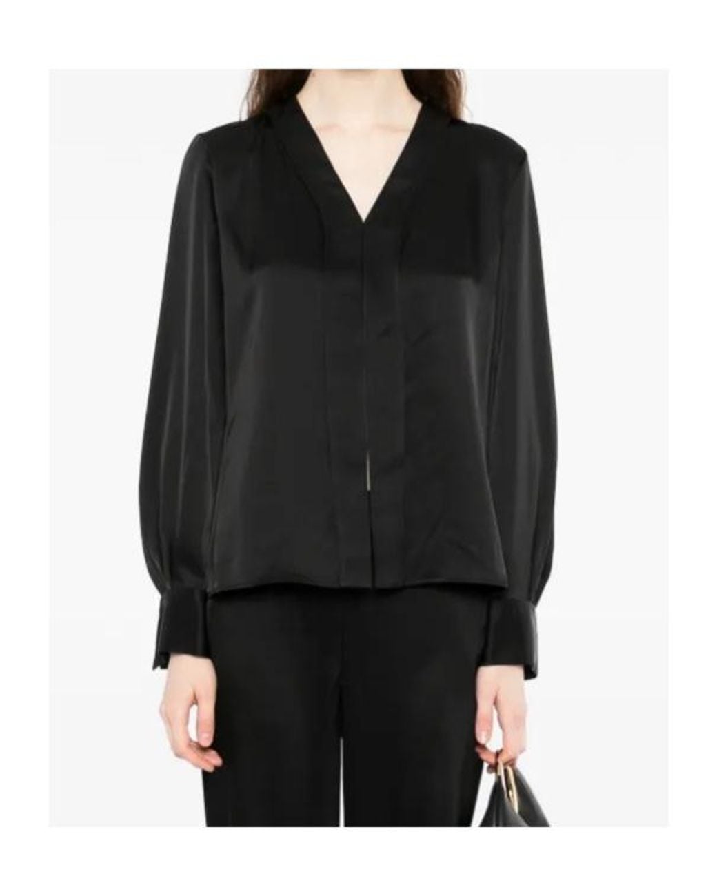 Theory Black Seam Satin Blouse