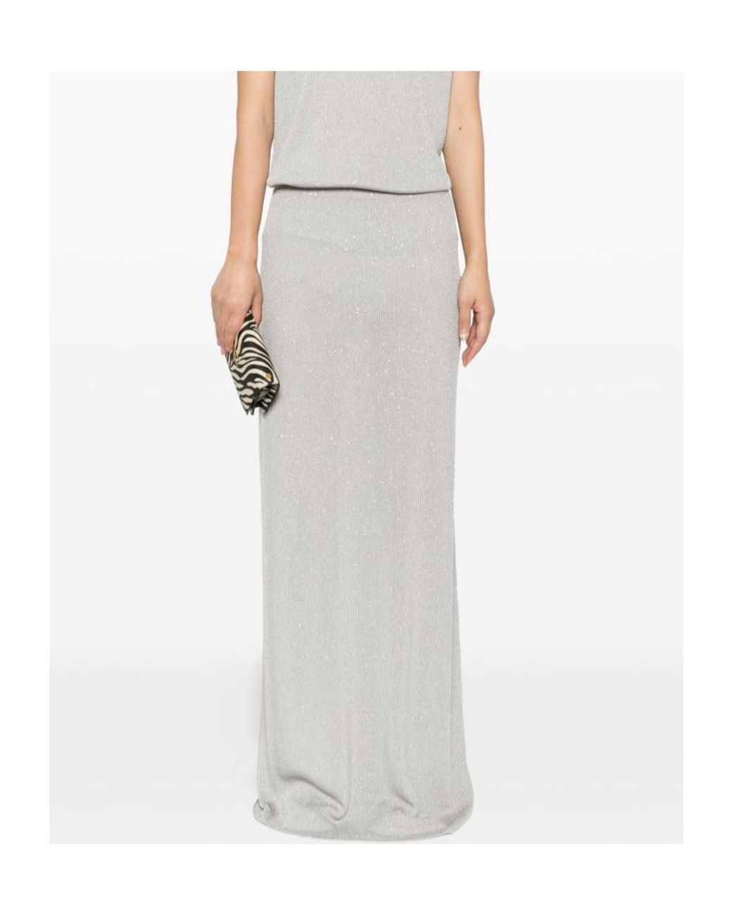 Tom Ford White Sequin-Embellished Ribbed Skirt