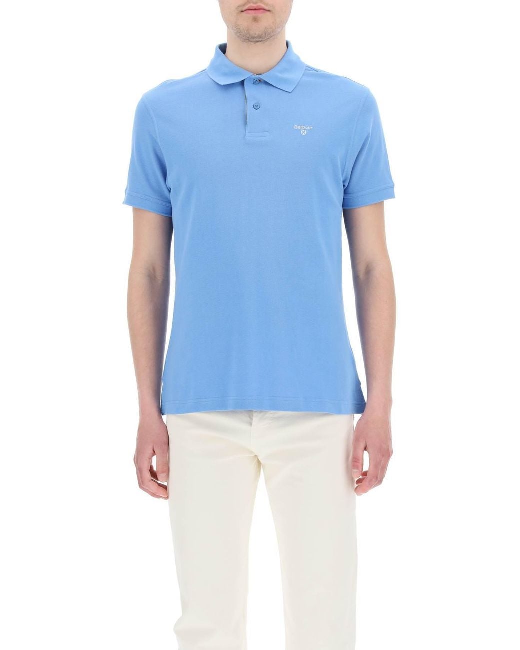 Barbour Blue Logo Embroidered Short Sleeved Polo Shirt for men