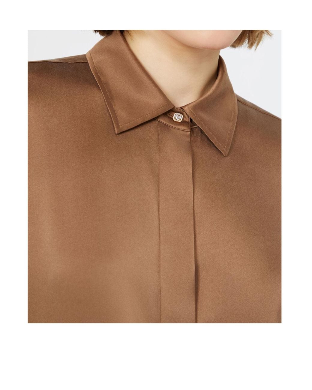 Max Mara Brown Studio Mannish Satin Shirt