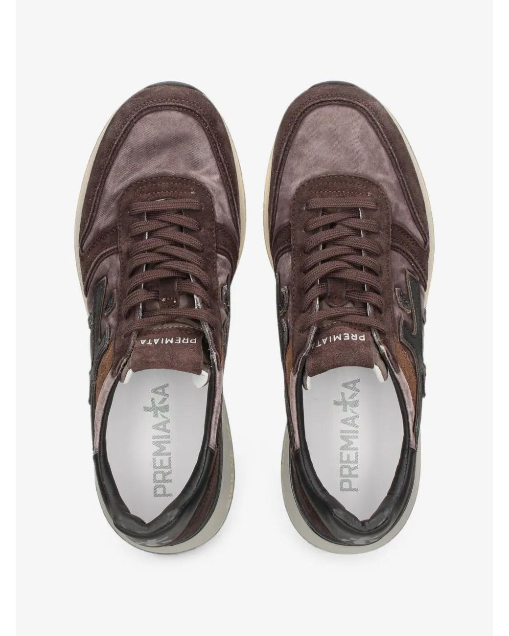 Premiata Brown Panelled Sneakers for men