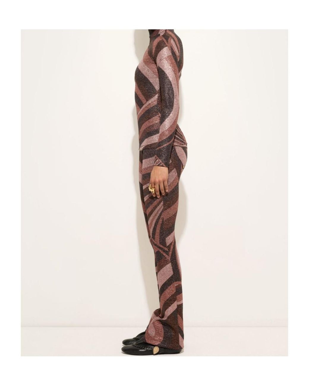 Emilio Pucci Brown Pucci Iride Print High-Neck Lurex Top