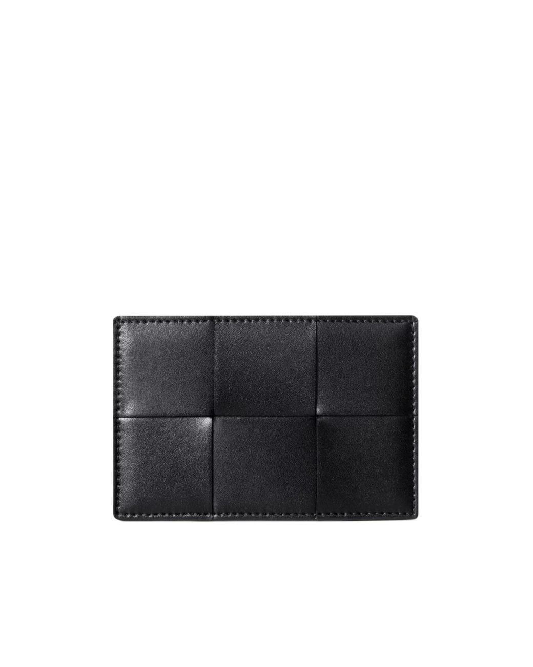 Bottega Veneta Black Intreccio Urban Leather Card Holder for men