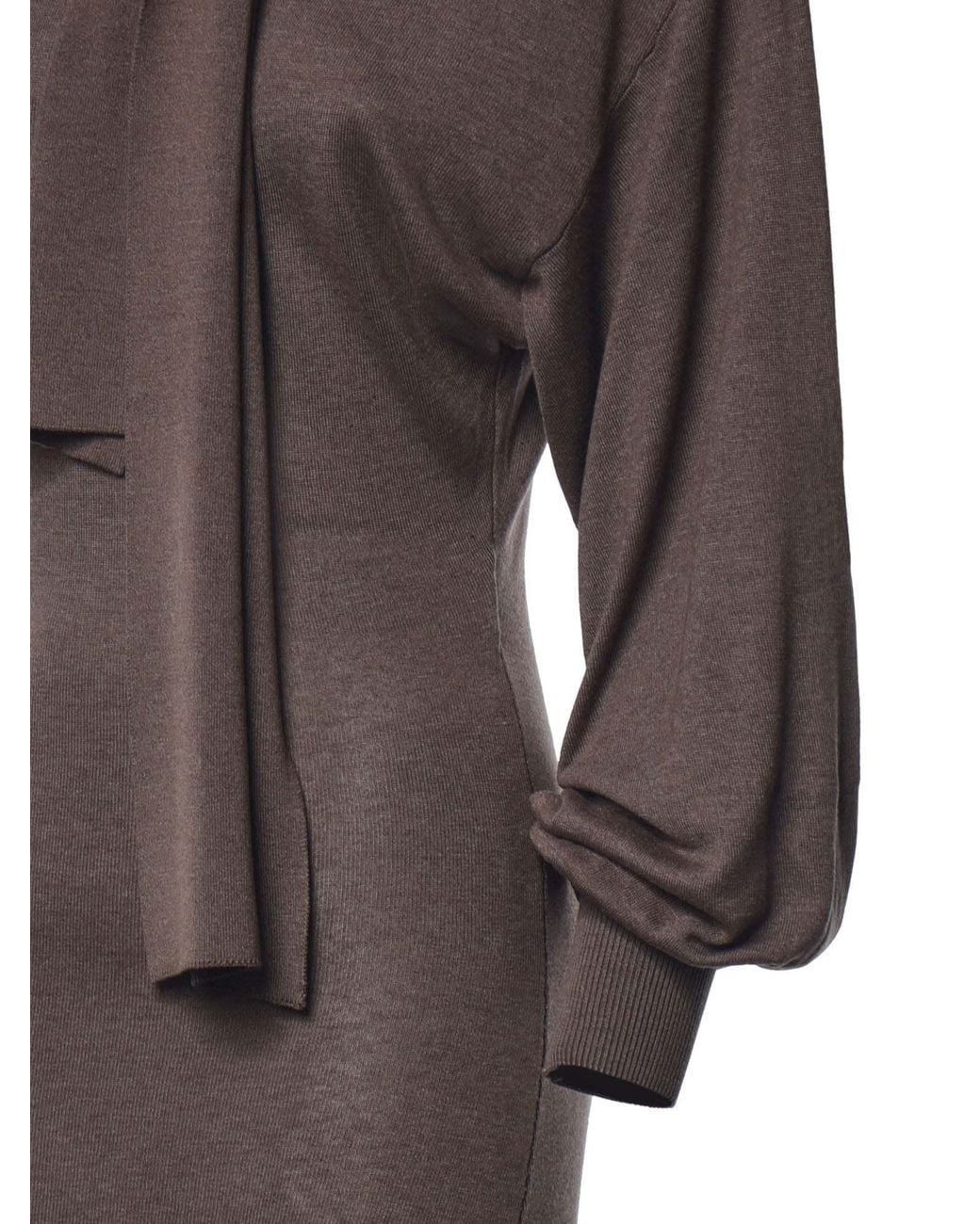 Jacquemus Brown Losange Tie-Neck Knitted Dress