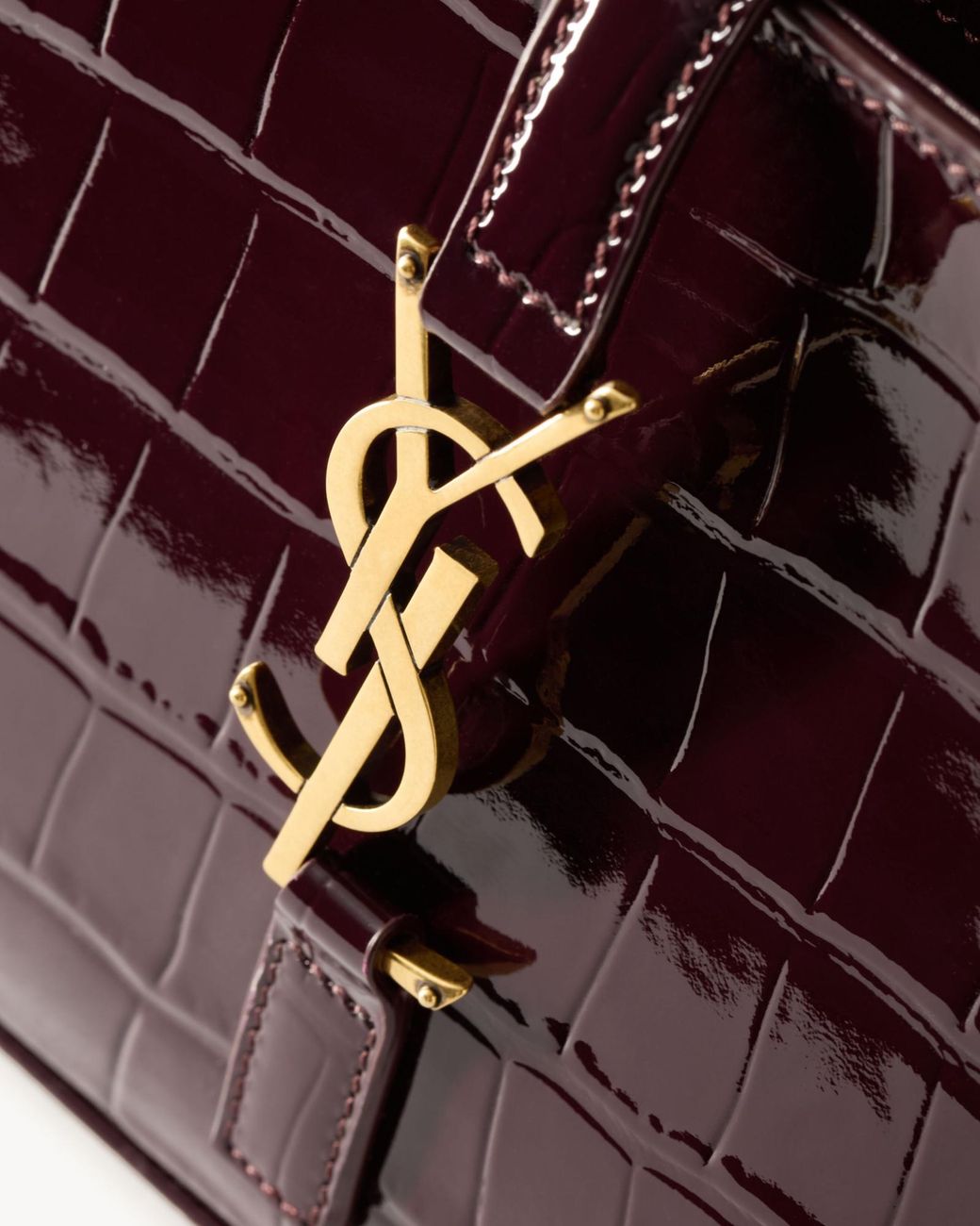 Saint Laurent Purple Le 5 À 7 Embossed Shoulder Bag
