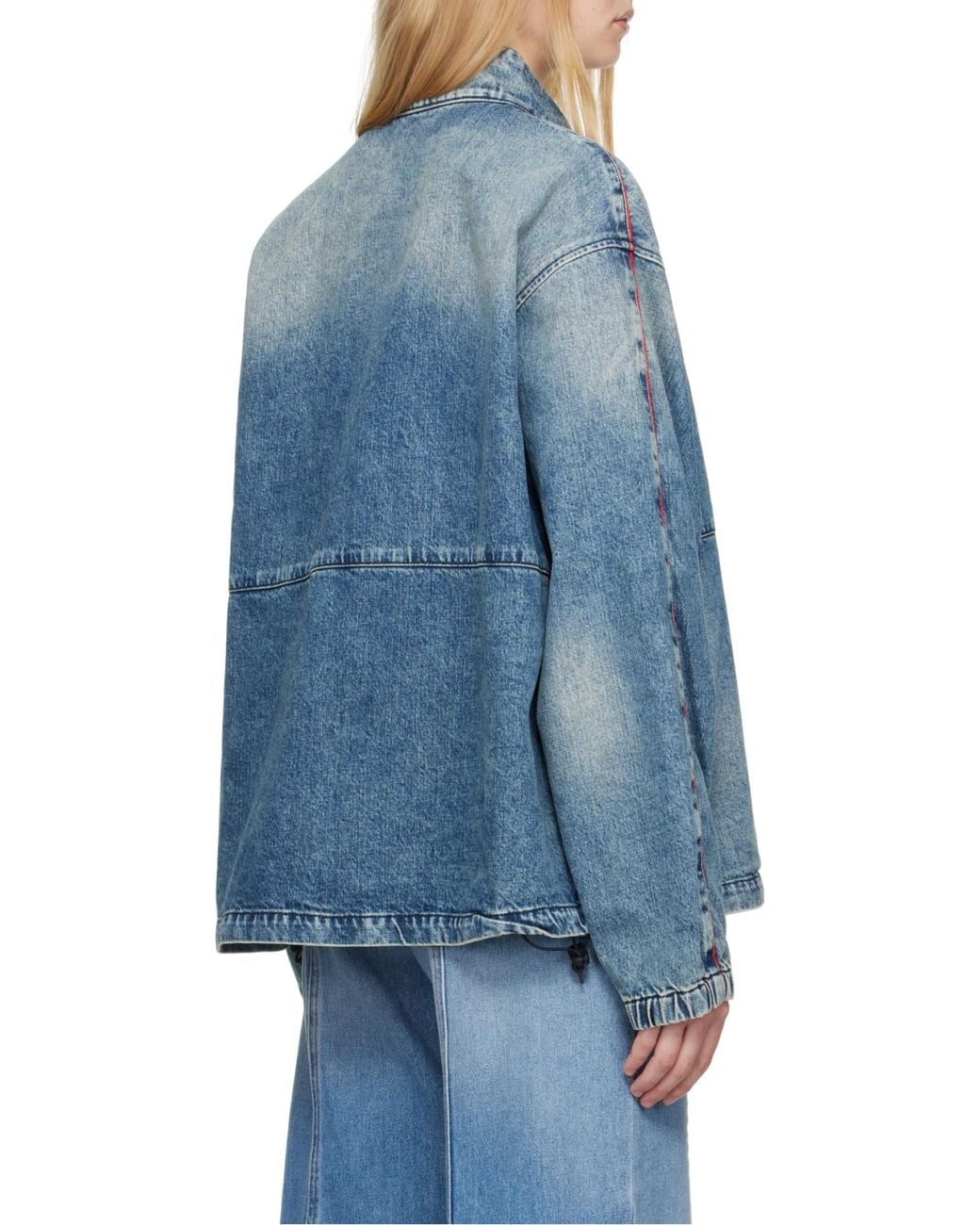 DIESEL Blue Logo Embroidered Denim Jacket for men