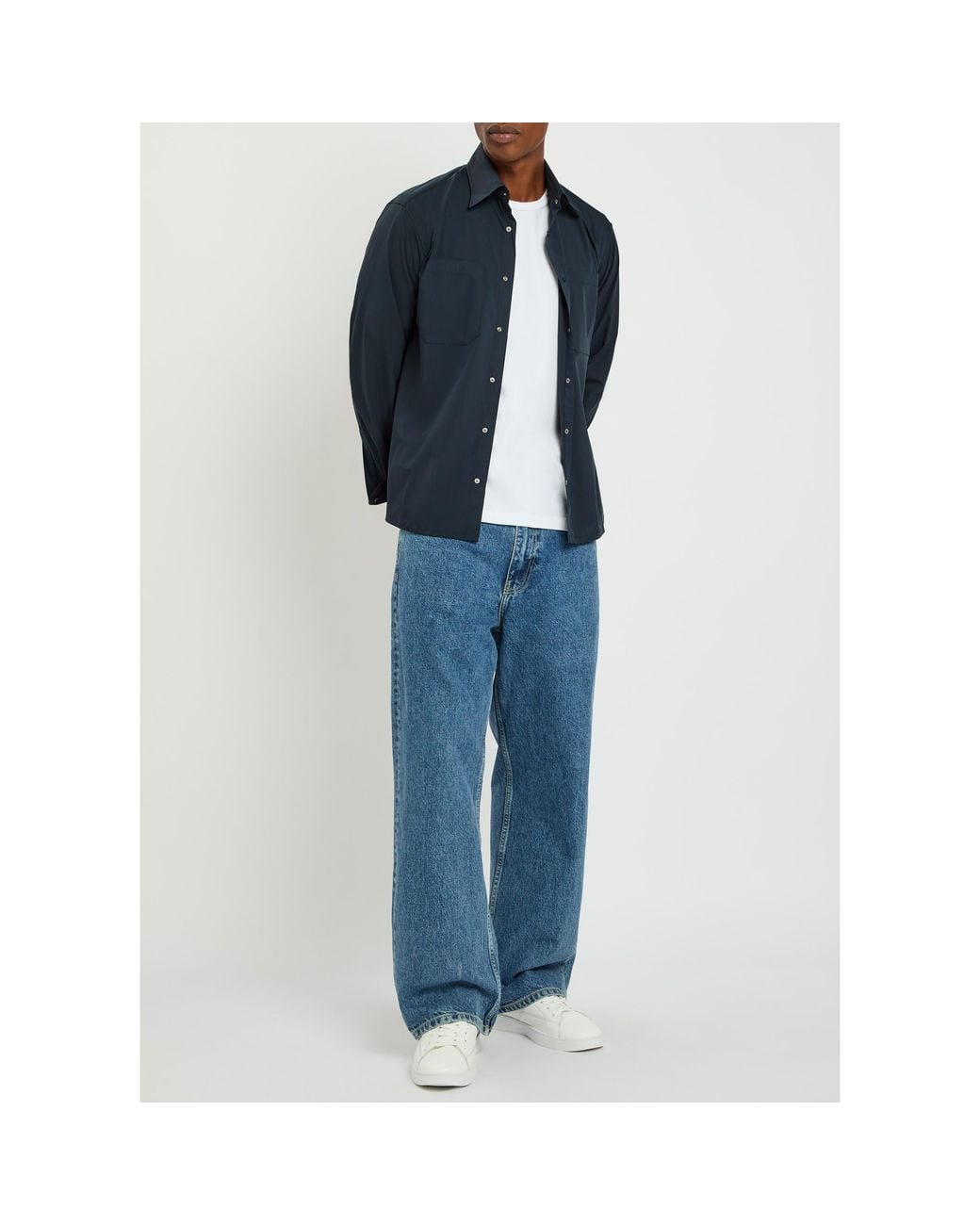 Herno Blue Modal Long-Sleeve Plain Shirt for men