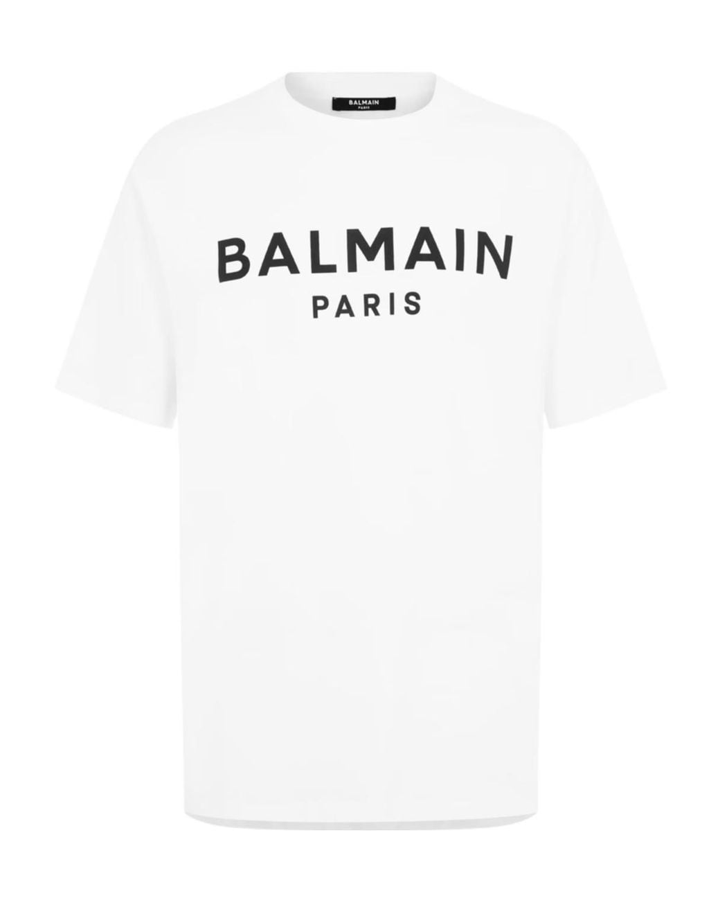 Balmain White Print Logo Cotton T-Shirt for men
