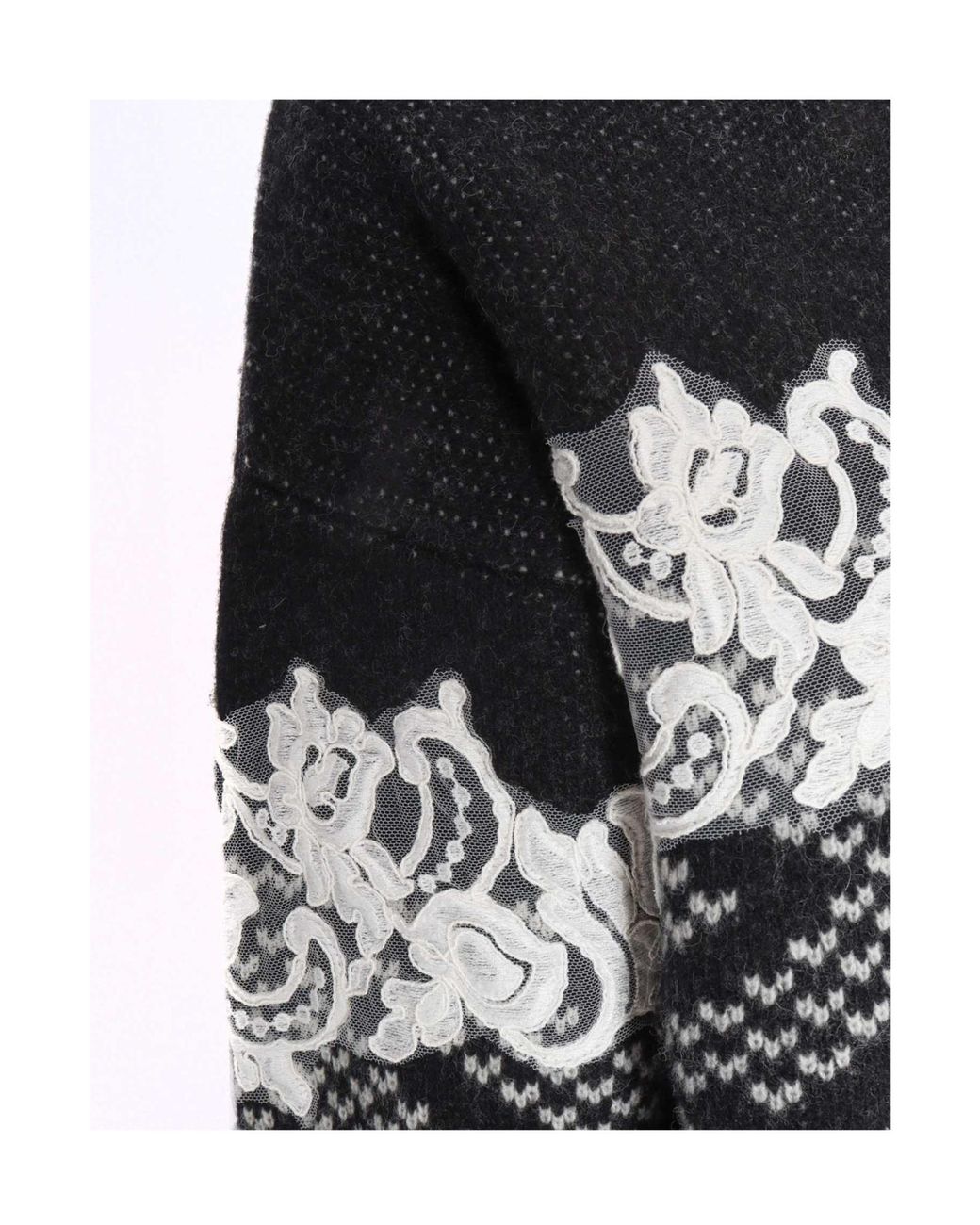 ERMANNO FIRENZE Multicolor Intarsia Lace-Knit Sweater
