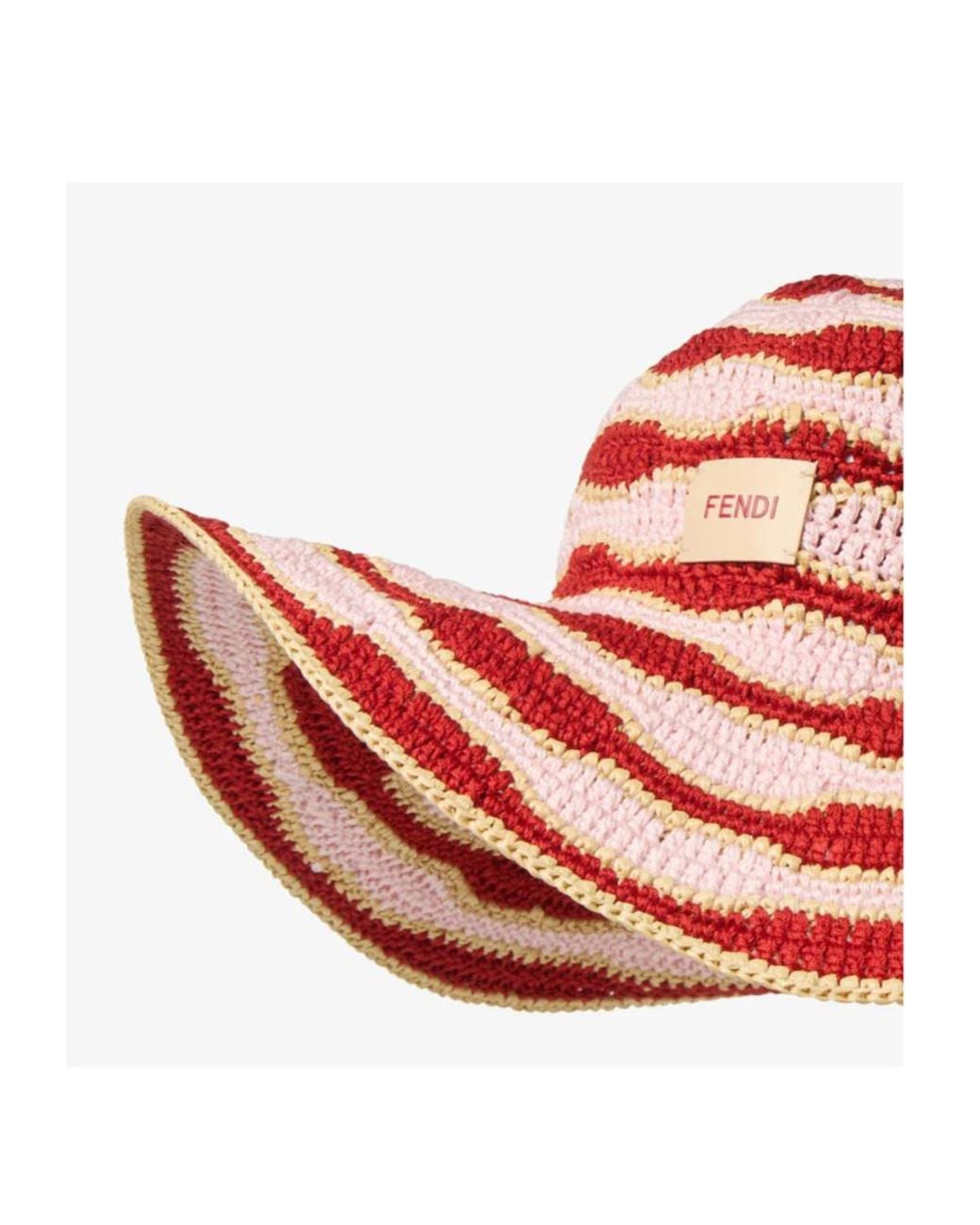 Fendi Pink Wave Crochet Wide-Brimmed Hat