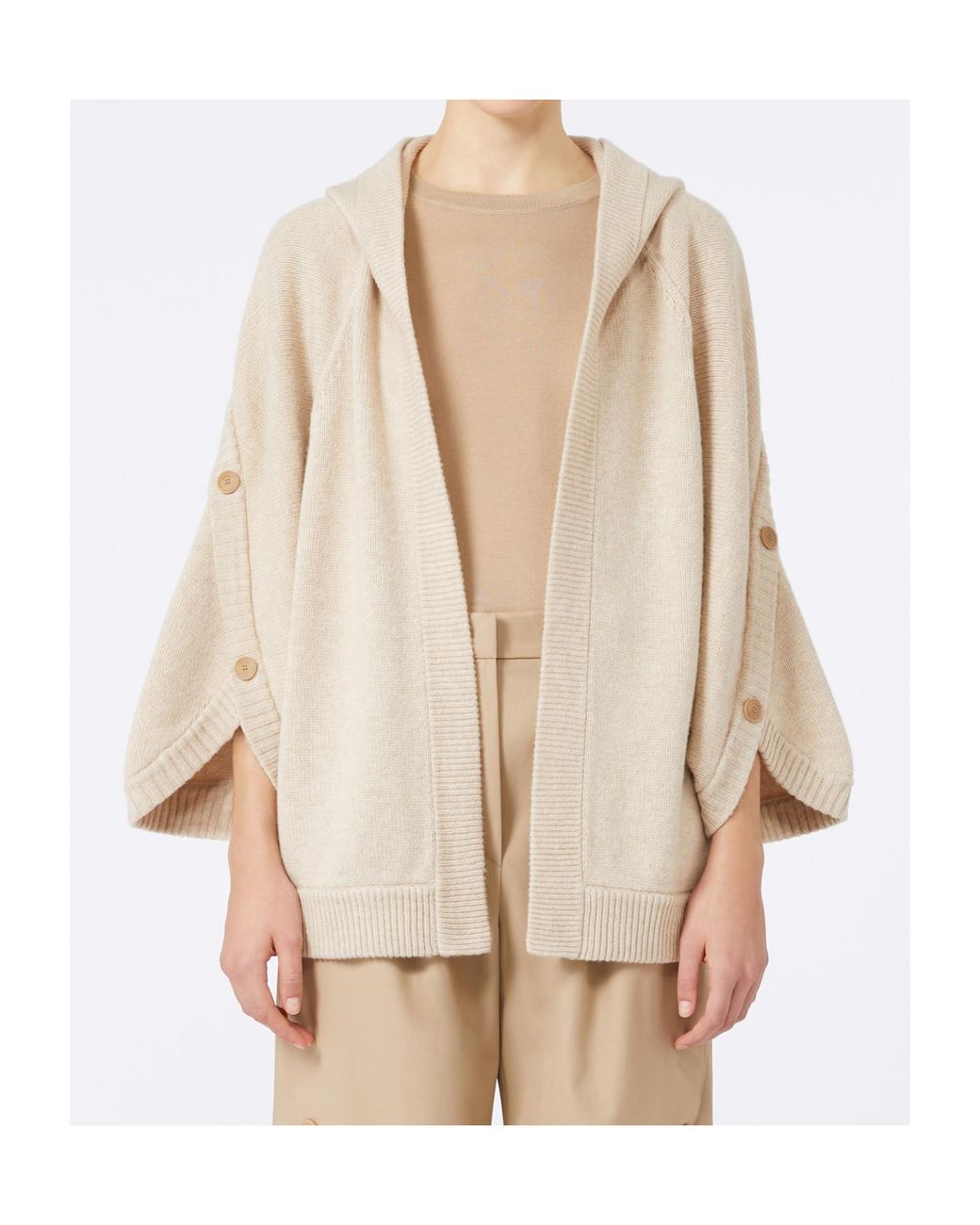 Max Mara Natural Vals Button Detailed Open-Front Cardigan