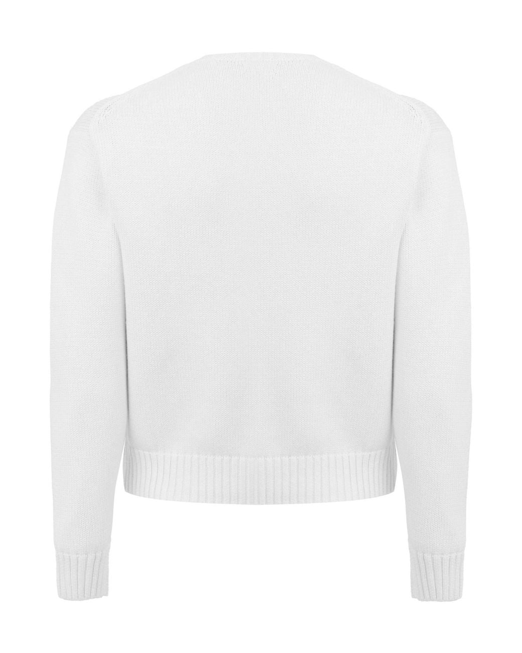 Polo Ralph Lauren White Round Neck Sweater With Bear Pattern