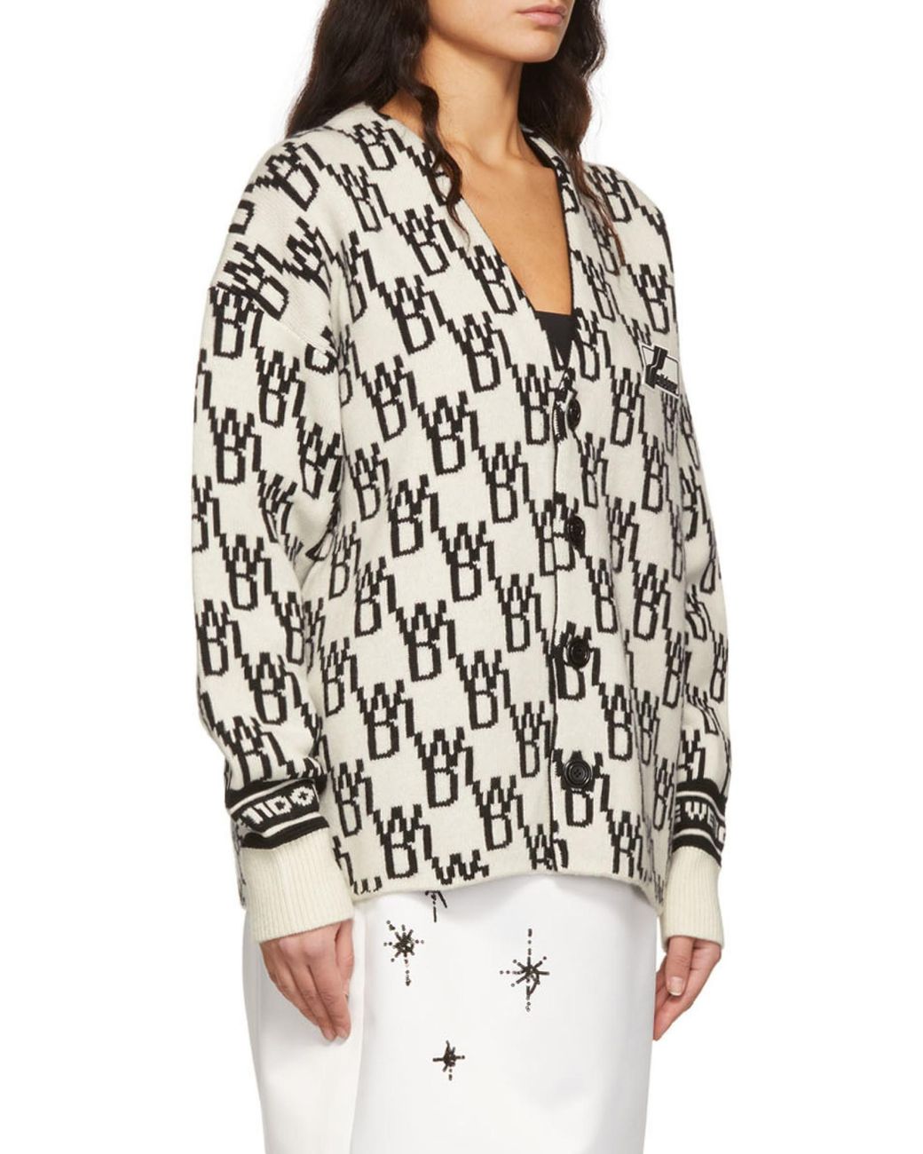 we11done Black Oversized Monogram Cardigan