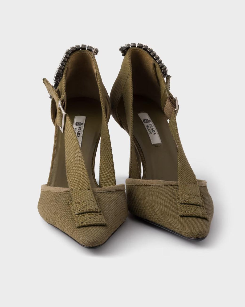 Prada Brown Embellished Pointed-Toe Pumps