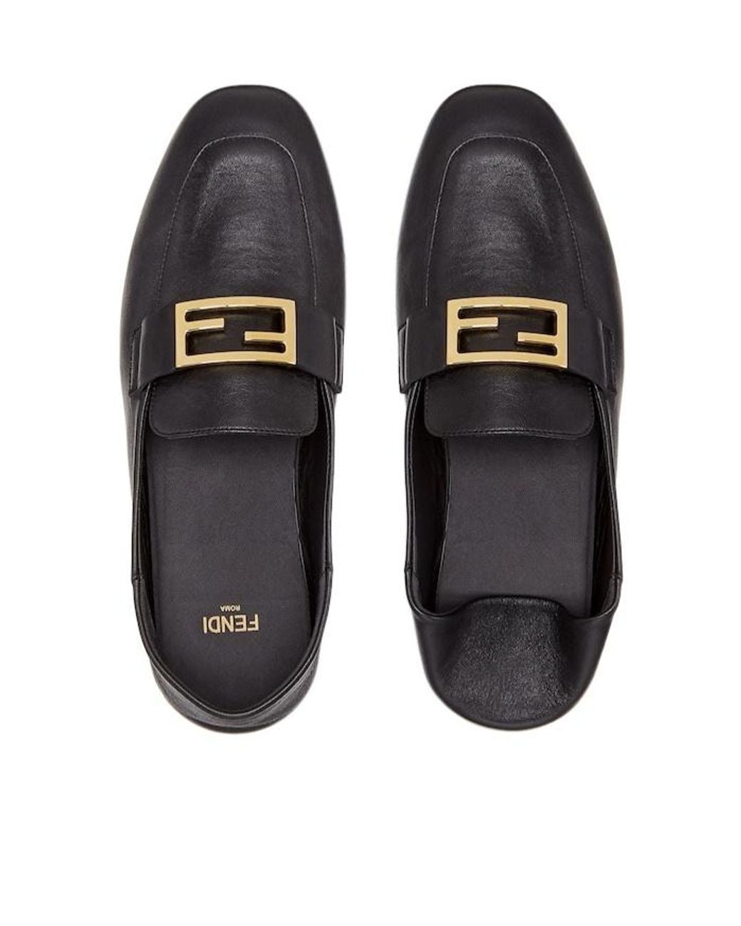Fendi Black Ff Baguette Slip-On Loafers