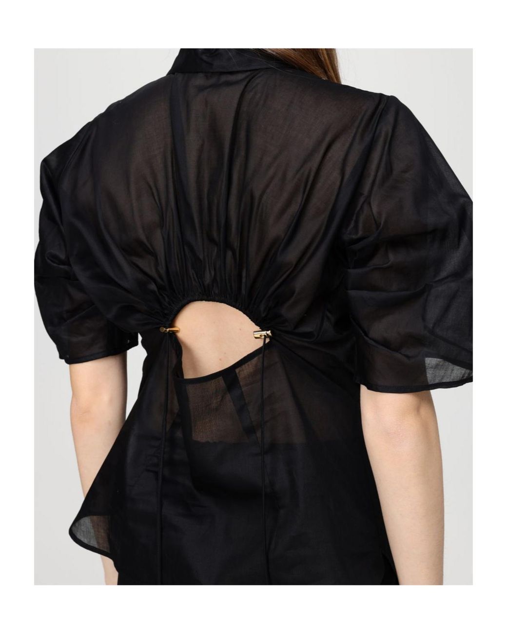Elisabetta Franchi Black Puff-Sleeve Shirt