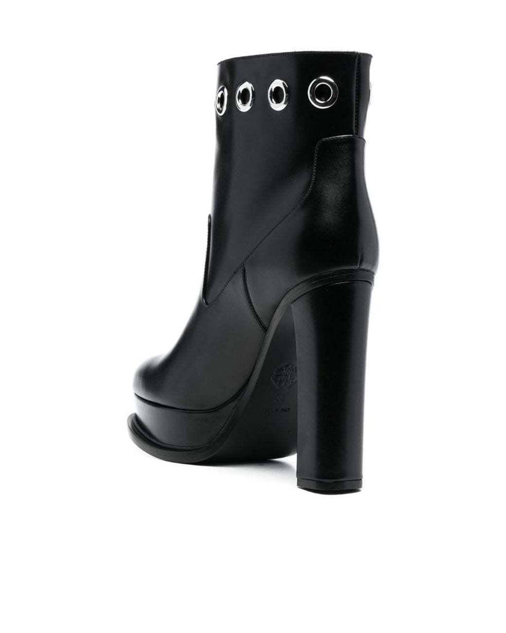 McQueen Black Eyelet Detailed Platform Boots