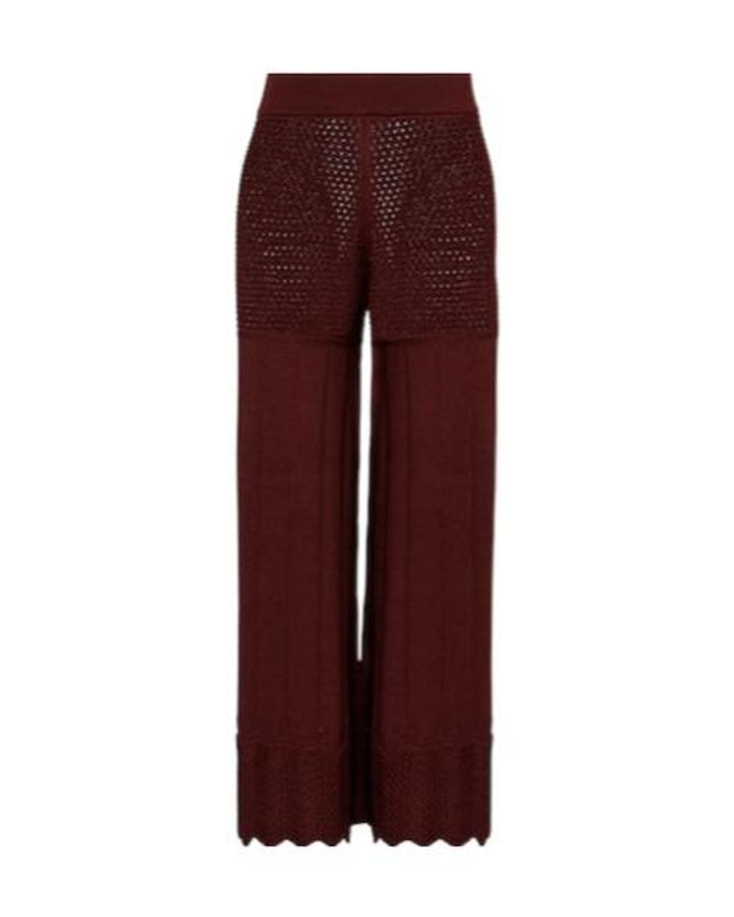 Eres Red Open-Knit Cotton-Blend Wide-Leg Pants