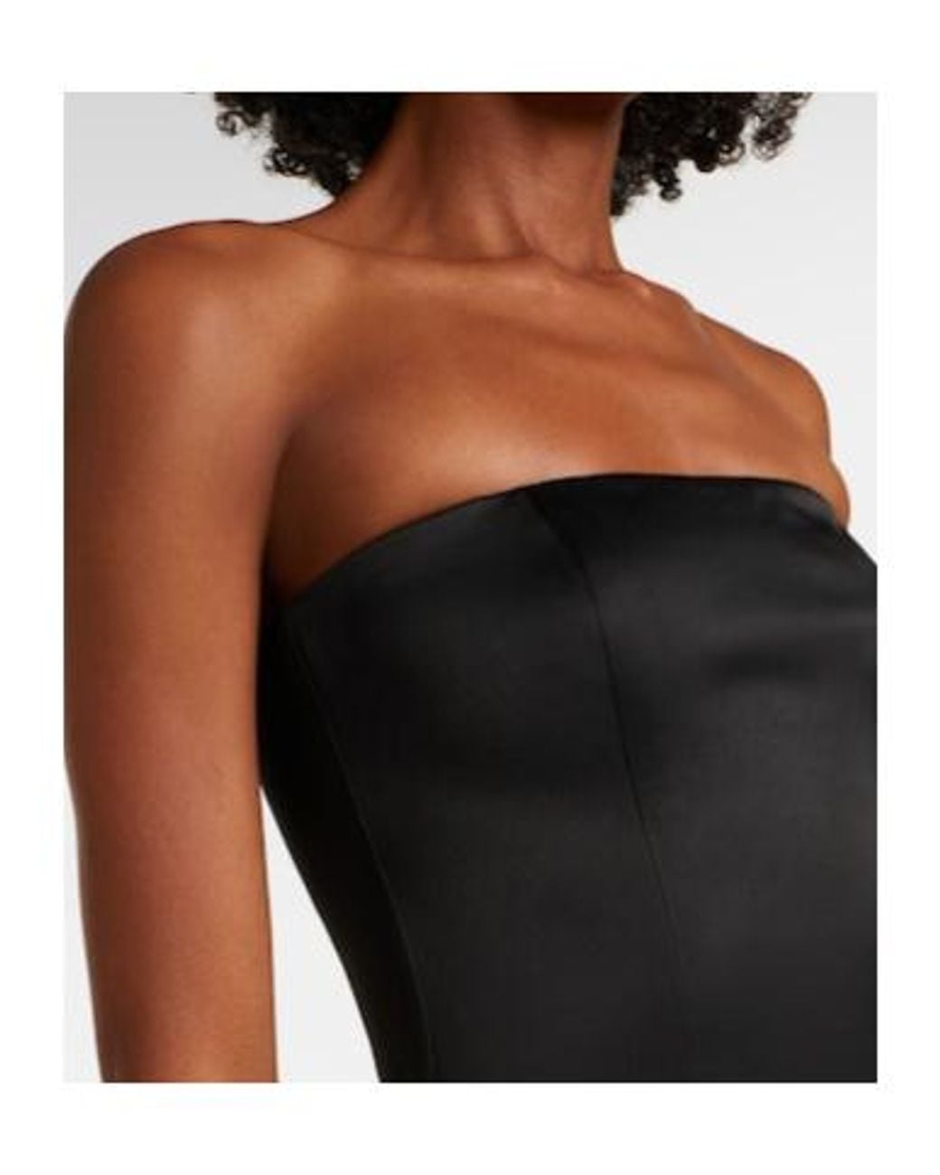 Leo Black Rayna Floral-Appliqué Bustier Gown