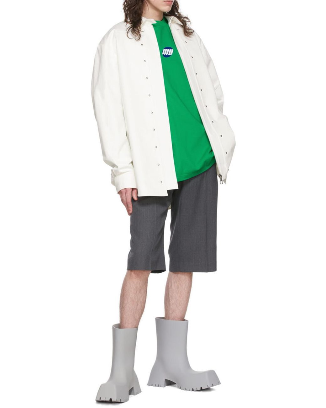 we11done Green Logo-Print Long-Sleeved T-Shirt for men