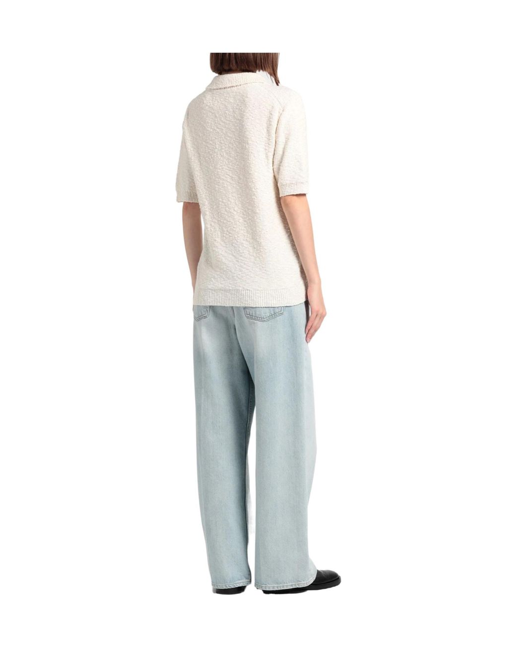 Maison Margiela White Knit Short-Sleeve Polo Shirt