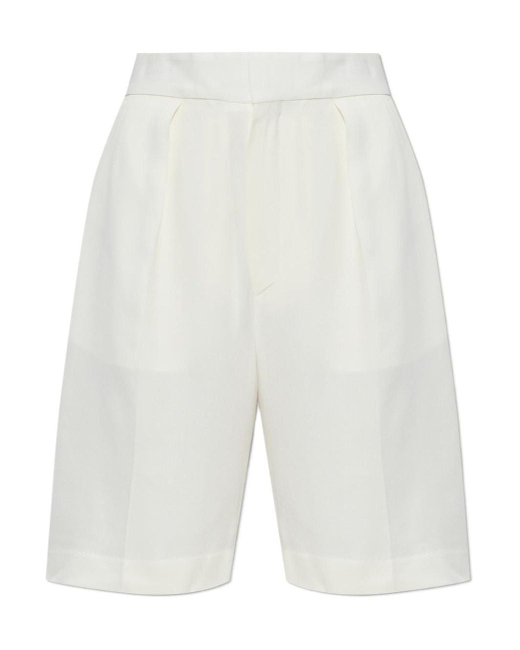 Victoria Beckham White Pleated Bermuda Shorts