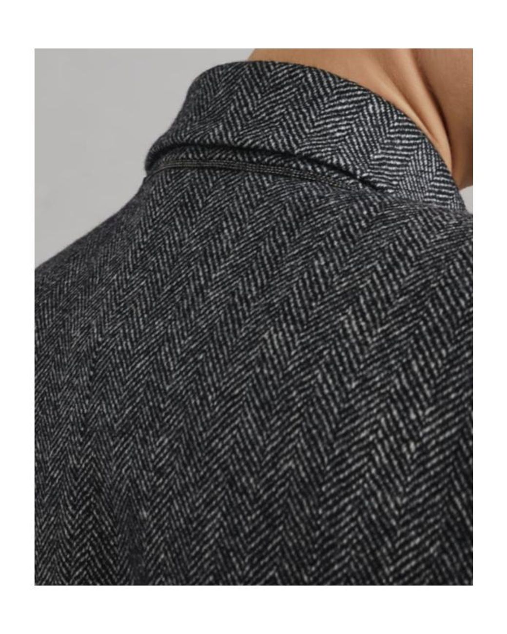 Brunello Cucinelli Gray Herringbone Motif Double-Breasted Blazer