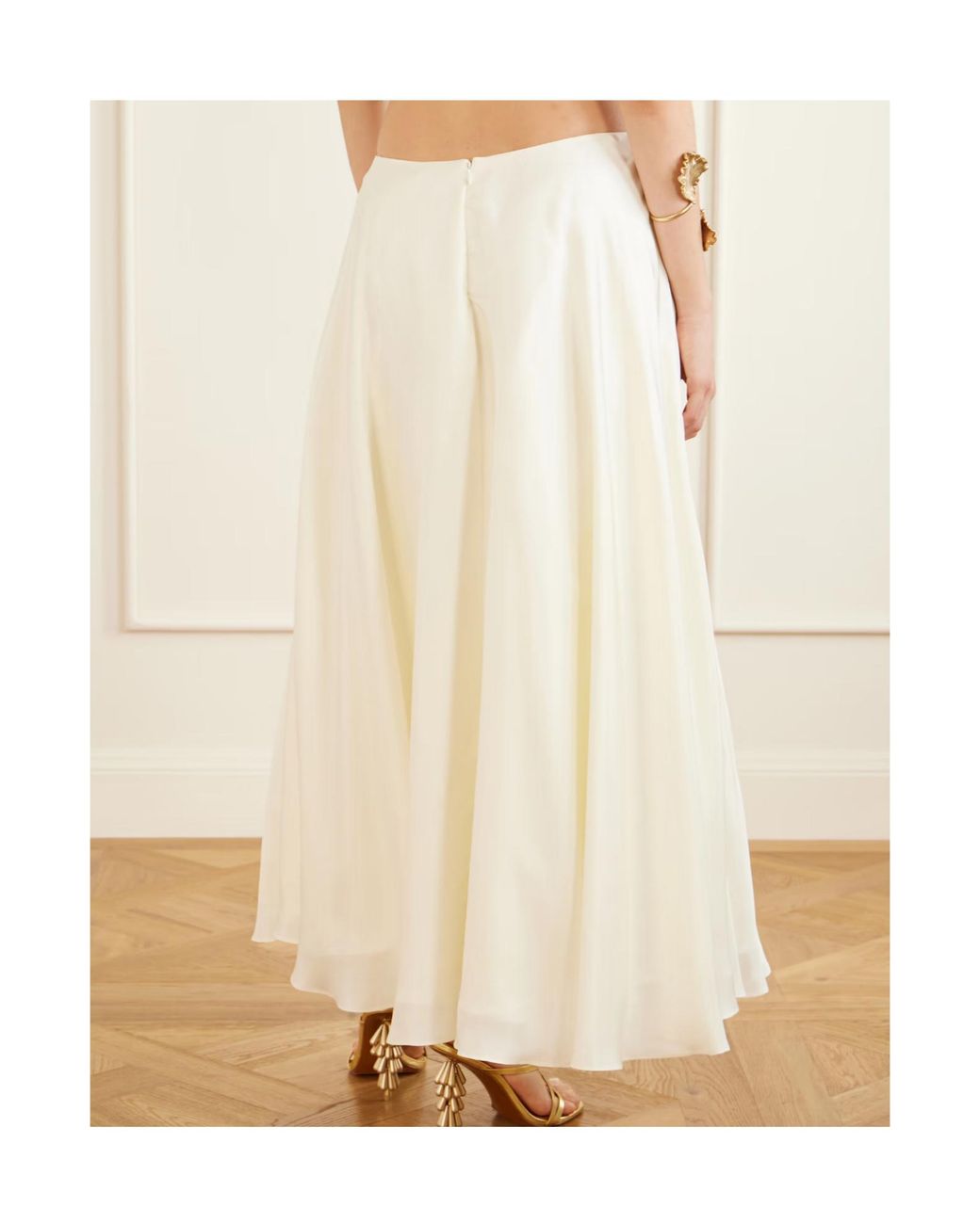 Cult Gaia White Silk-Twill Midi Skirt