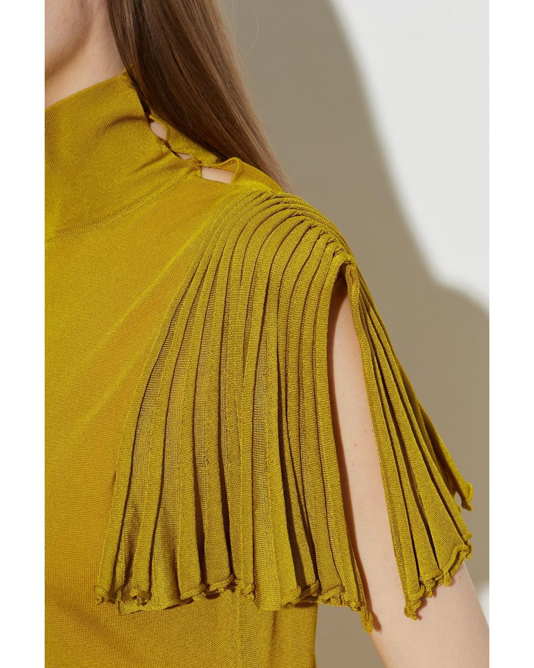 Alaïa Yellow Alaïa Pleated-Sleeve Maxi Dress
