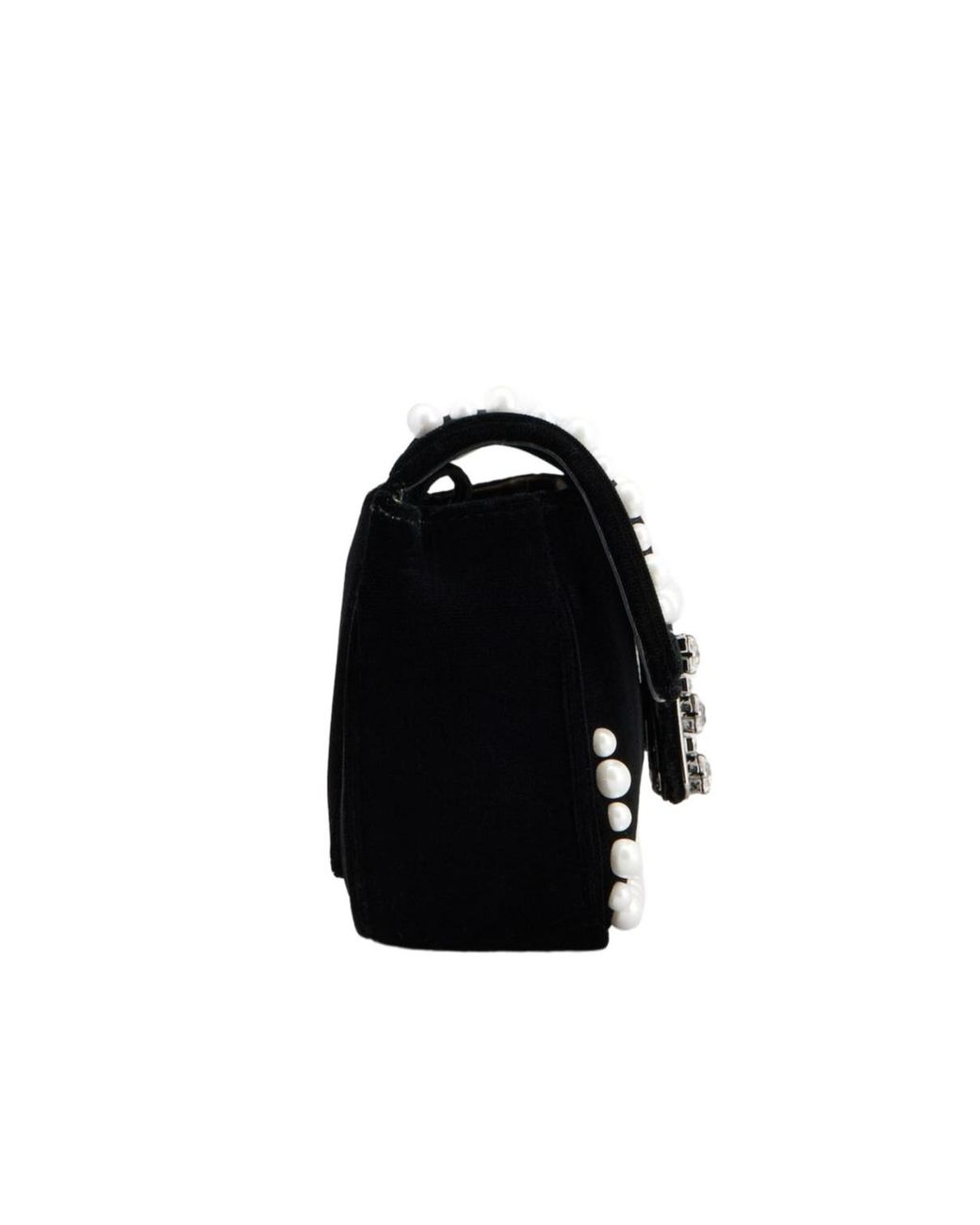 Roger Vivier Black Jeu De Fille Embellished Velvet Clutch Bag