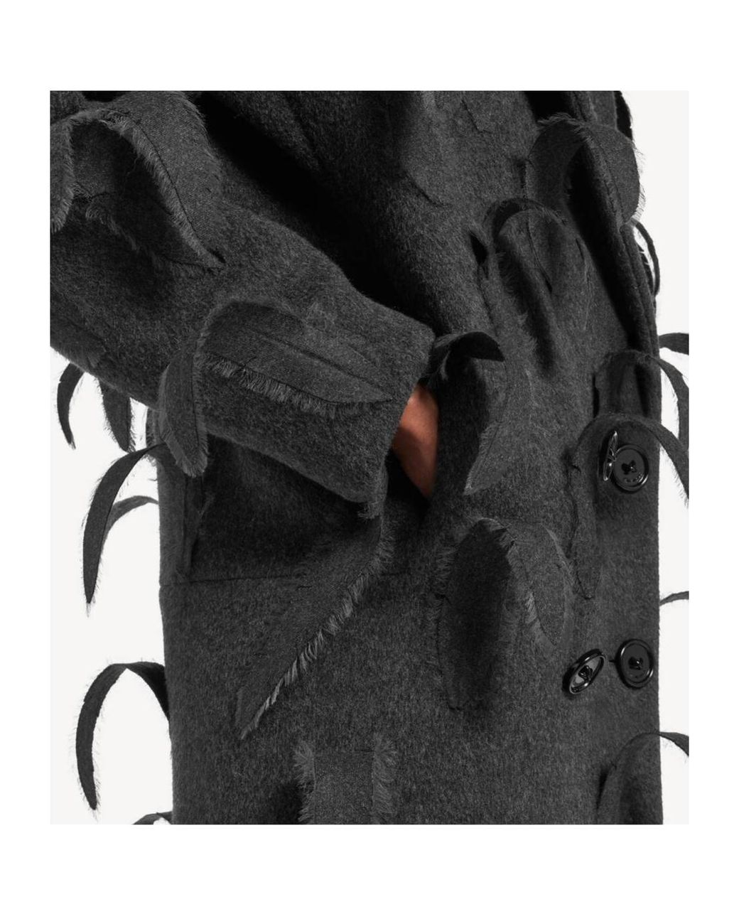 Balenciaga Black Feathered Embroidered Maxi Coat