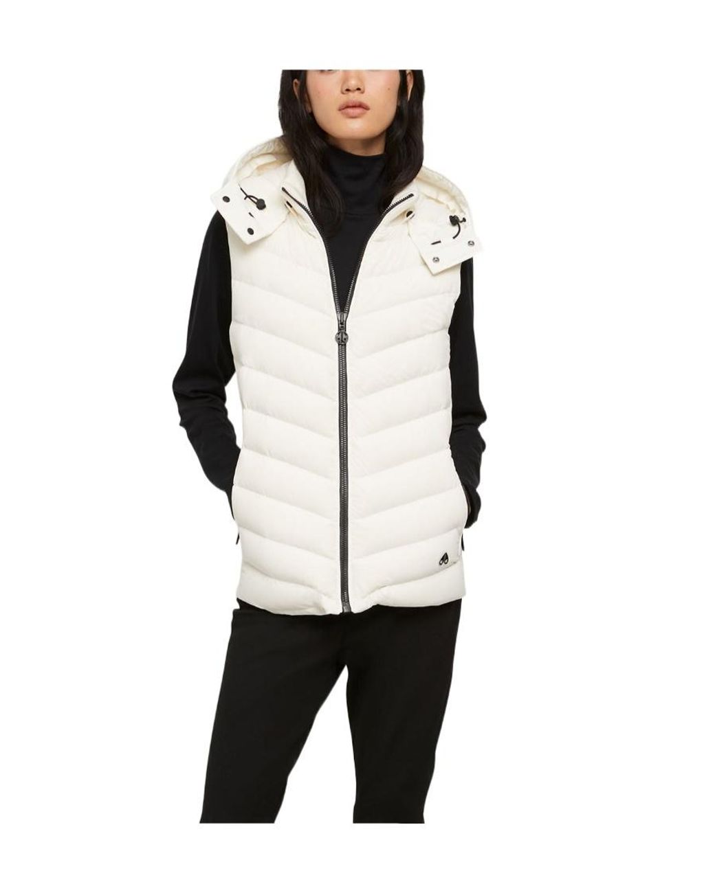 Moose Knuckles White Hooded Quilted Gilet