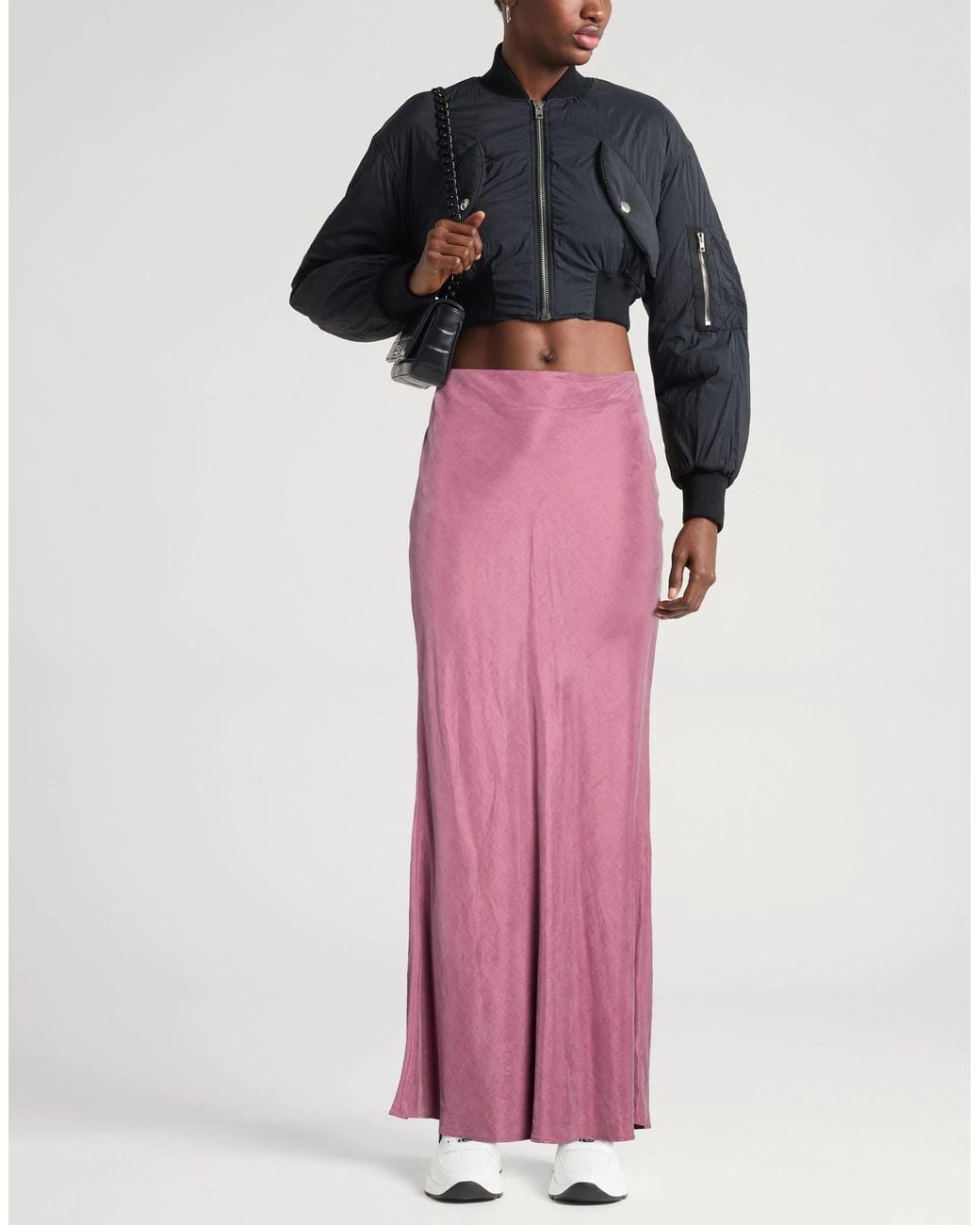 Max Mara Pink Solid-Color Satin Umbrella Skirt