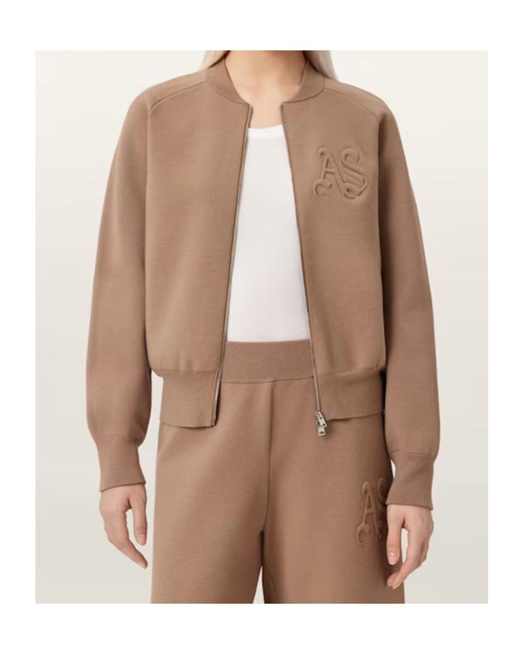 AllSaints Brown Sonny Zip Up Cardigan