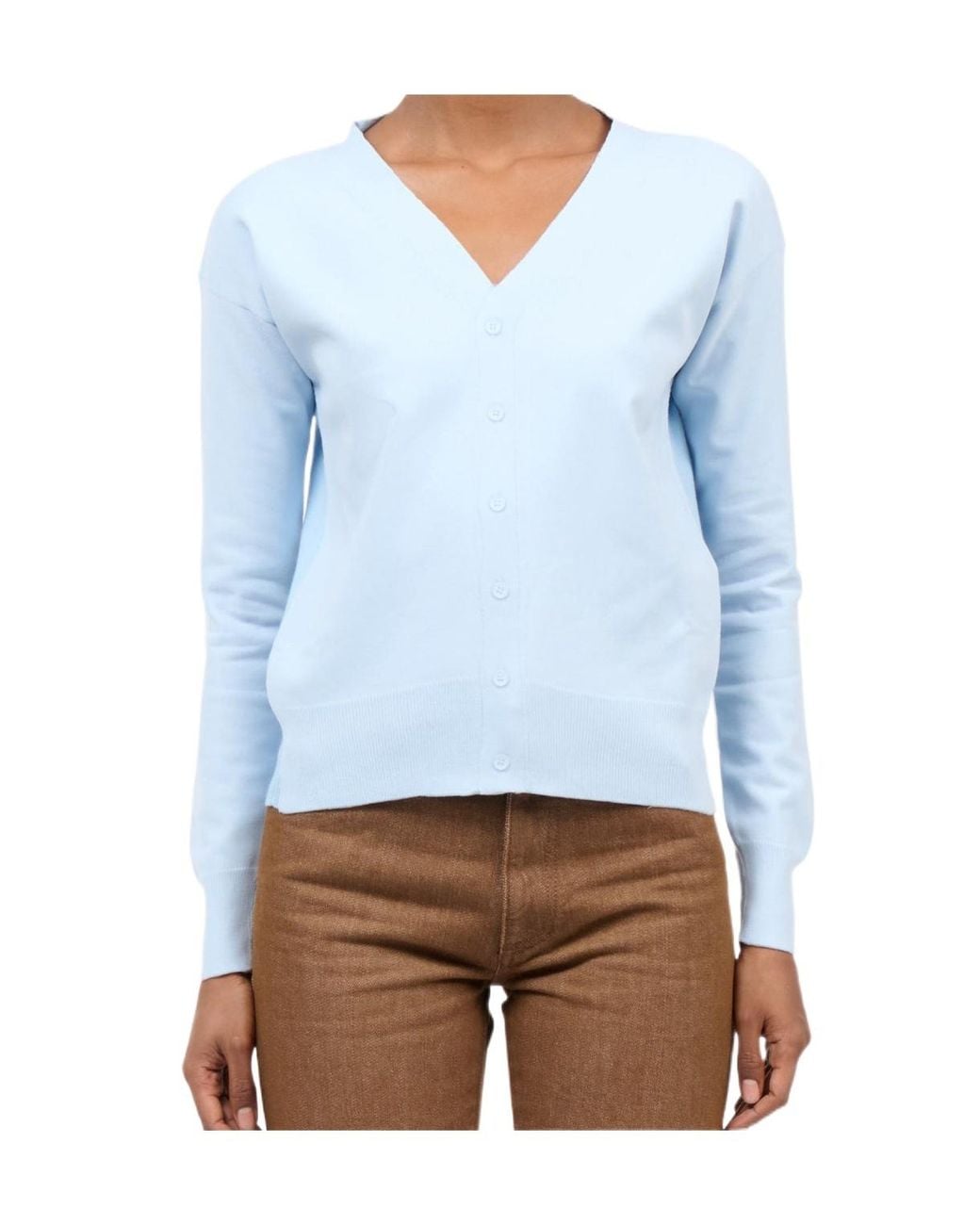 MM6 by Maison Margiela Blue V-Neck Buttoned Cardigan