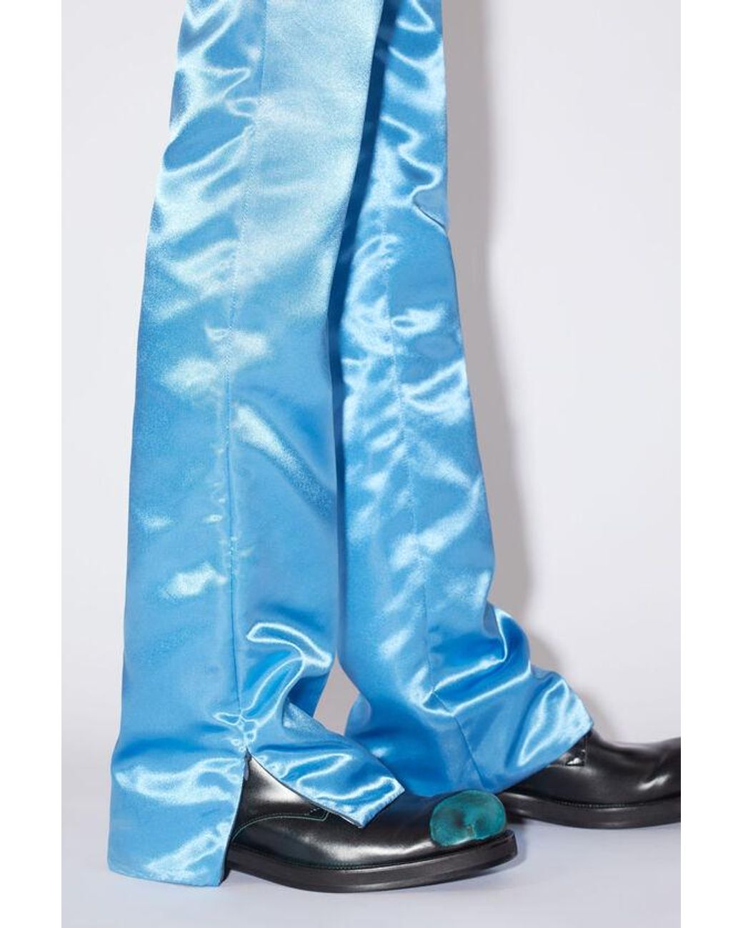 Acne Blue Satin Casual Pants for men
